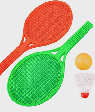 Mini Plastic Badminton & Tafeltennis Set - 4 Paddles, 2 Ballen