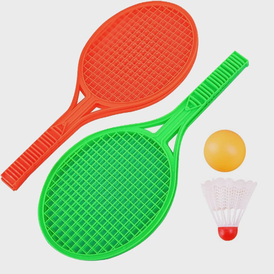 Mini Plastic Badminton & Tafeltennis Set - 4 Paddles, 2 Ballen