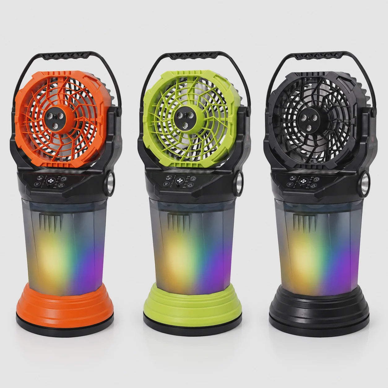 Draagbare Camping Ventilator met Vernevelaar, 2000ml Tank, 15000mAh Batterij & RGB LED Verlichting