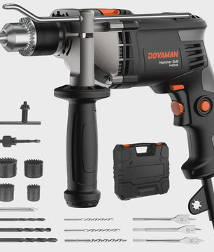 DOVAMAN 7.5A Klopboormachine met Metaalboorhouder - 0-3000 RPM, 2 standen voor Beton, Hout & Metaal, inclusief Boren en Koffer