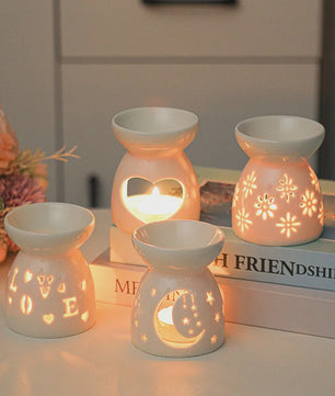 Witte Keramische Geurbrander voor Essentiële Oliën & Aromatherapie - Sfeervol Oosters Decoratie Ornament