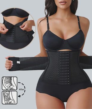 Verstelbare Waist Trainer Korset met Dubbele Banden en Rits - Tummy Control & Rugondersteuning