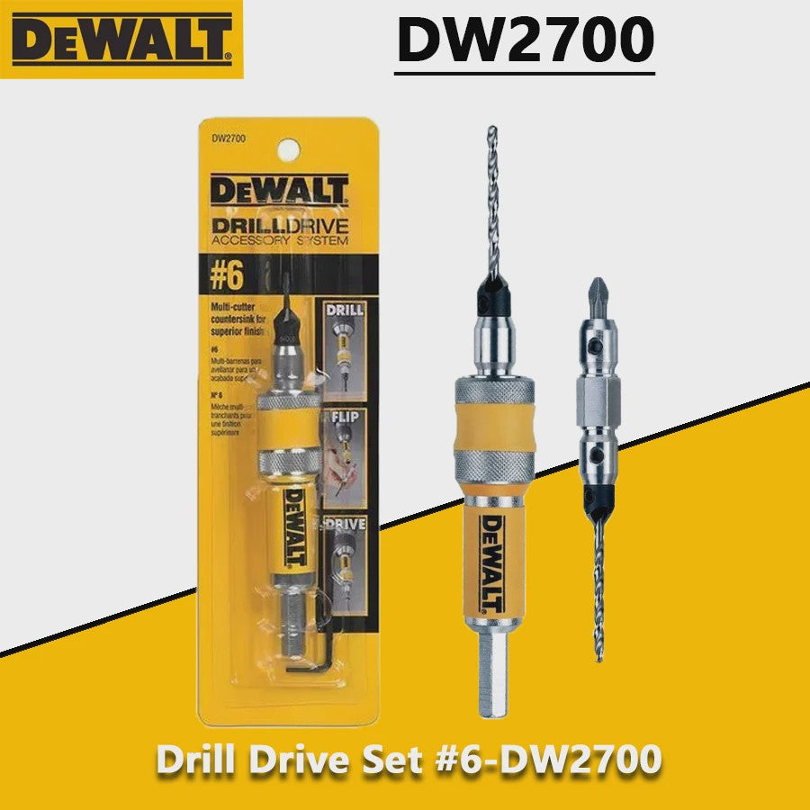 DEWALT DW2700 #6 Drill Drive Set: 2-in-1 Verstelbare Verzonken Boor en Schroefbit