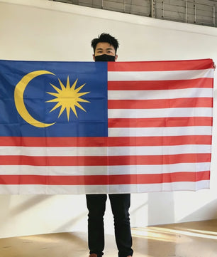 Maleisische Vlag 150x90cm - Polyester, Dubbel Gestikt
