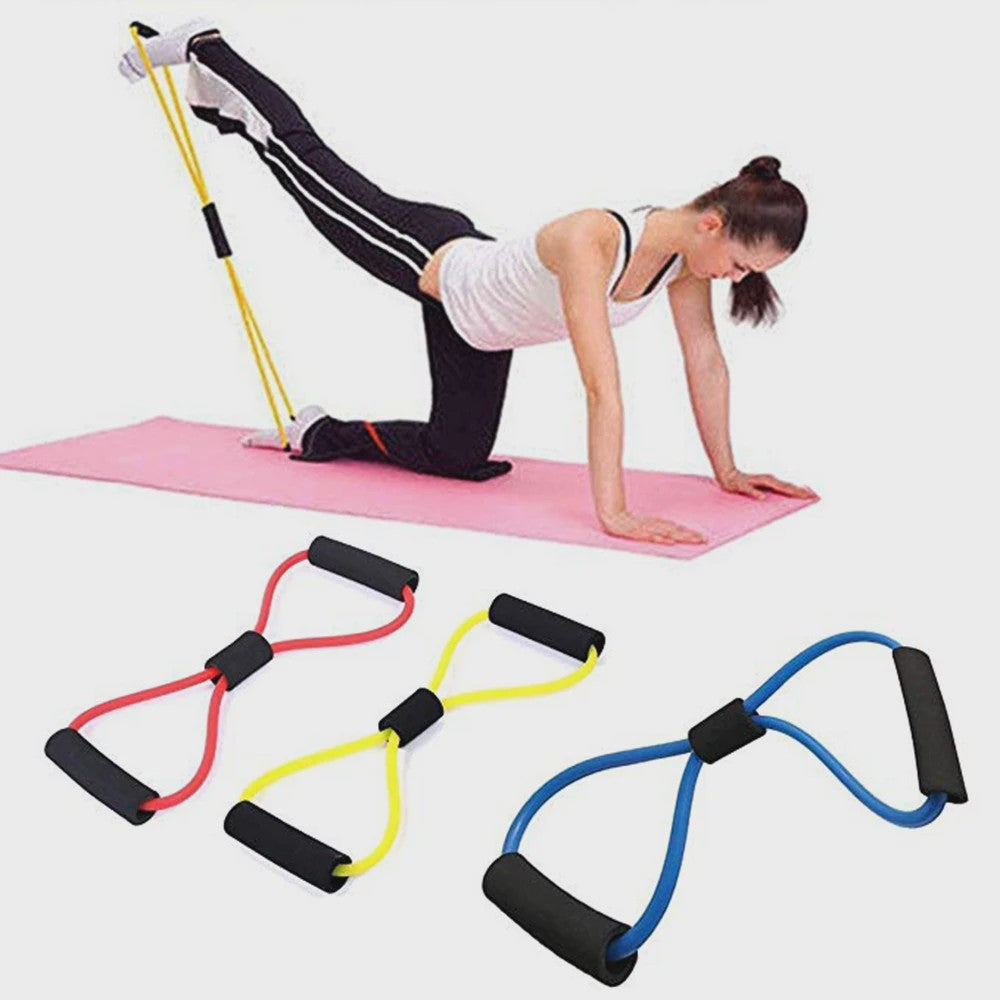 8-vormige Weerstandsband voor Krachttraining en Fitness | Elastische Oefenband met Handvatten