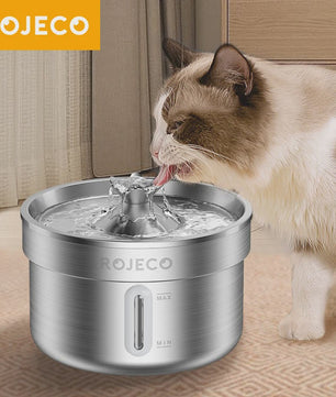 ROJECO Roestvrijstalen Drinkfontein voor Huisdieren | Automatische Kattenwaterdispenser met Pomp