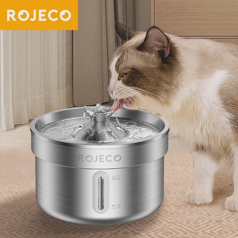 ROJECO Roestvrijstalen Drinkfontein voor Huisdieren | Automatische Kattenwaterdispenser met Pomp