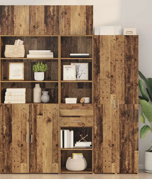 Hoge Houtkleurige Kast voor Woonkamer en Hal - Tijdloos Design, Stabiel & Veel Opbergruimte