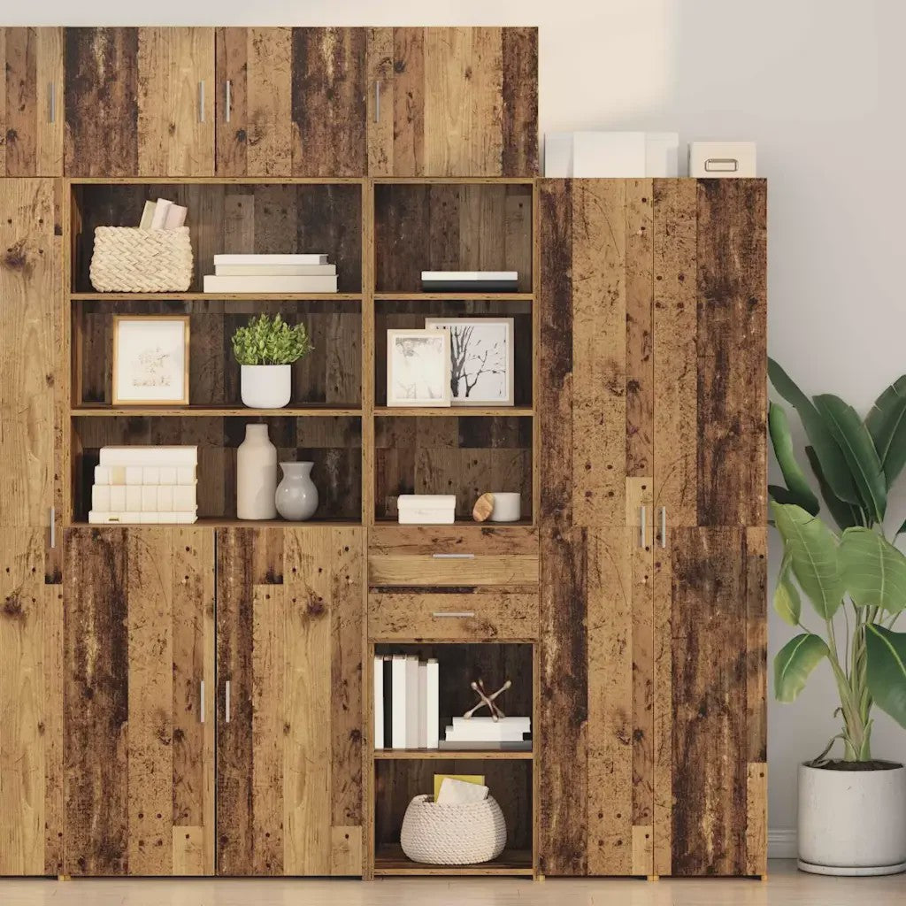 Hoge Houtkleurige Kast voor Woonkamer en Hal - Tijdloos Design, Stabiel & Veel Opbergruimte