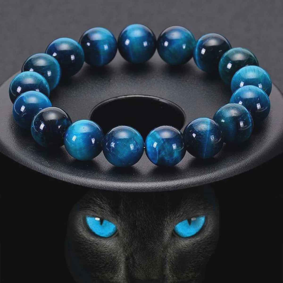 Minimalistische Blauwe Tijgeroog Kralen Armband - Natuursteen