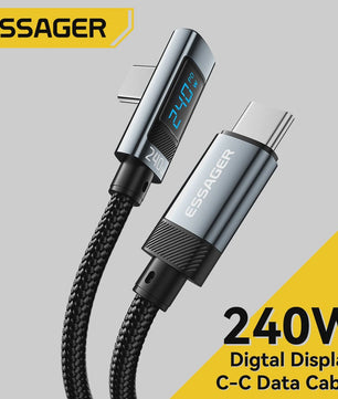 Essager 240W USB-C Kabel 90 Graden Hoek PD Snelladen met Digitale Display