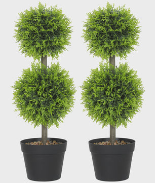 Set van 2 Kunstplanten Bal Topiary 60 cm - Decoratieve Kunst Bollen in Pot