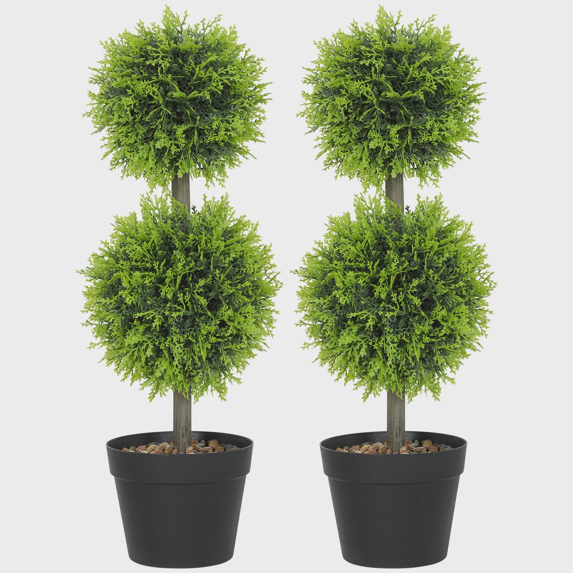Set van 2 Kunstplanten Bal Topiary 60 cm - Decoratieve Kunst Bollen in Pot