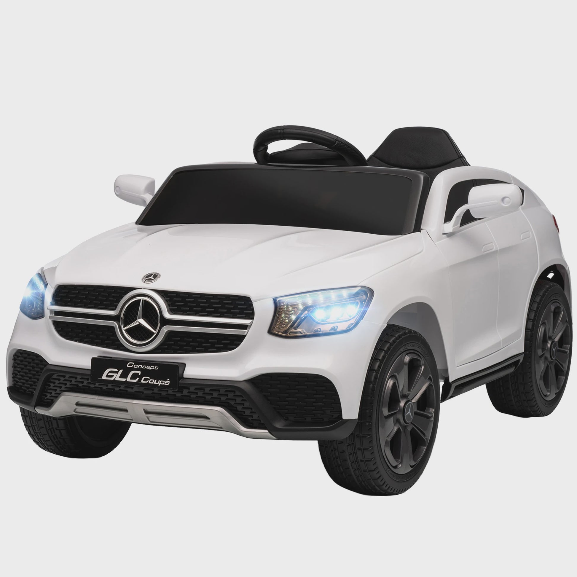 Elektrische Kinderauto 12V met Afstandsbediening, LED, Muziek & 3 Snelheden - Wit