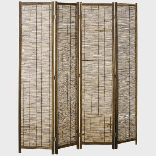 HOMCOM Bamboe Paravent 4 Panelen - 160x170 cm - Natuurlijk & Opvouwbaar