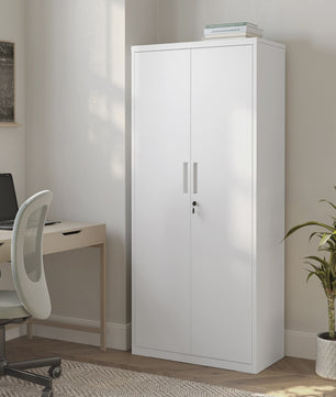 Metalen Archiefkast 180 cm - 5 Verstelbare Legborden & Slot - Ideaal voor Garage, Kantoor, Woonkamer