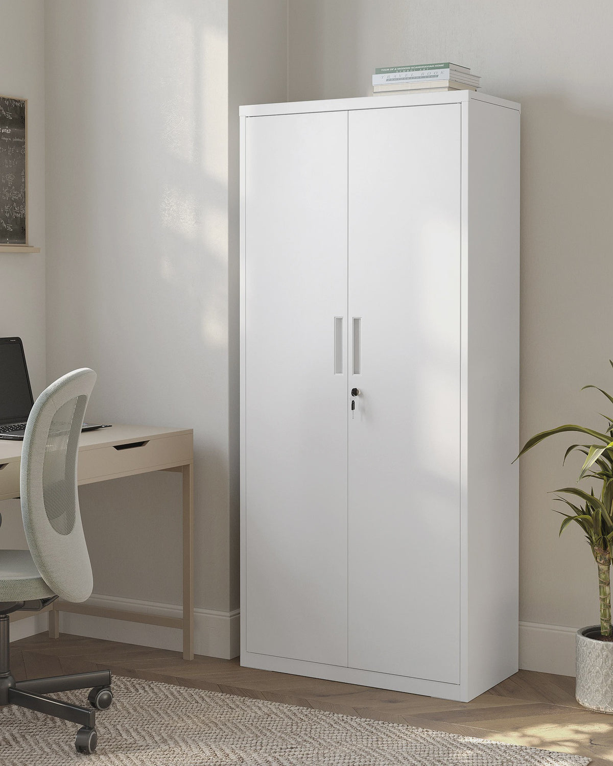 Metalen Archiefkast 180 cm - 5 Verstelbare Legborden & Slot - Ideaal voor Garage, Kantoor, Woonkamer