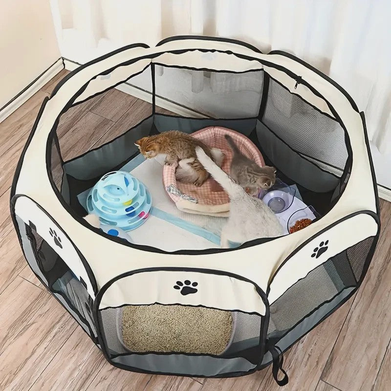 Octagonale Kattenren - Waterdicht & Krasbestendig - Opvouwbare Tent voor Kittens en Katten