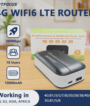 OPTFOCUS 4G WiFi6 Pocket Router 10000mAh Powerbank | Draagbare MIFI Hotspot