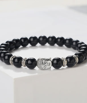 Buddha Hoofd Kralen Armbanden - Natuursteen (Tijgeroog, Vulkanisch, Malachiet, Rozenkwarts)