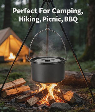 Kampeerpan Hangend 3L Aluminium Outdoor Kookpan Draagbaar voor Kampvuur, BBQ, Reizen