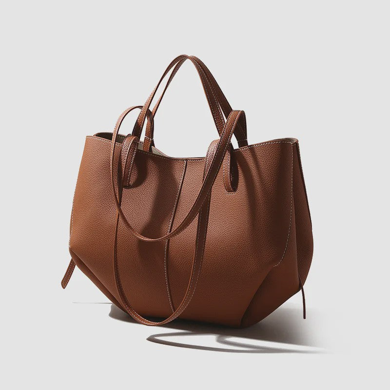 Luxe Dames Handtas van Echt Leer - Grote Schoudertas voor Reizen - Bruin