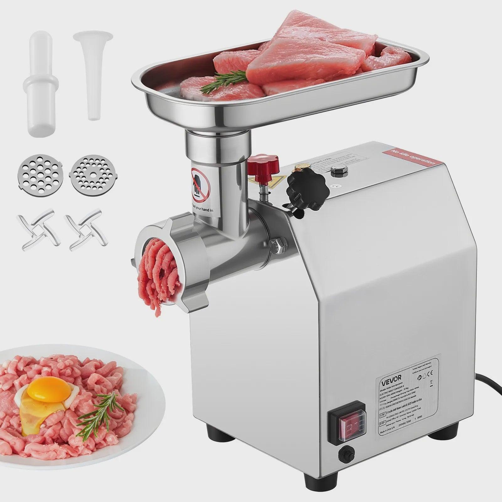 Professionele Elektrische Vleesmolen & Worstmaker - 4.5 tot 9.2 Lbs/Min