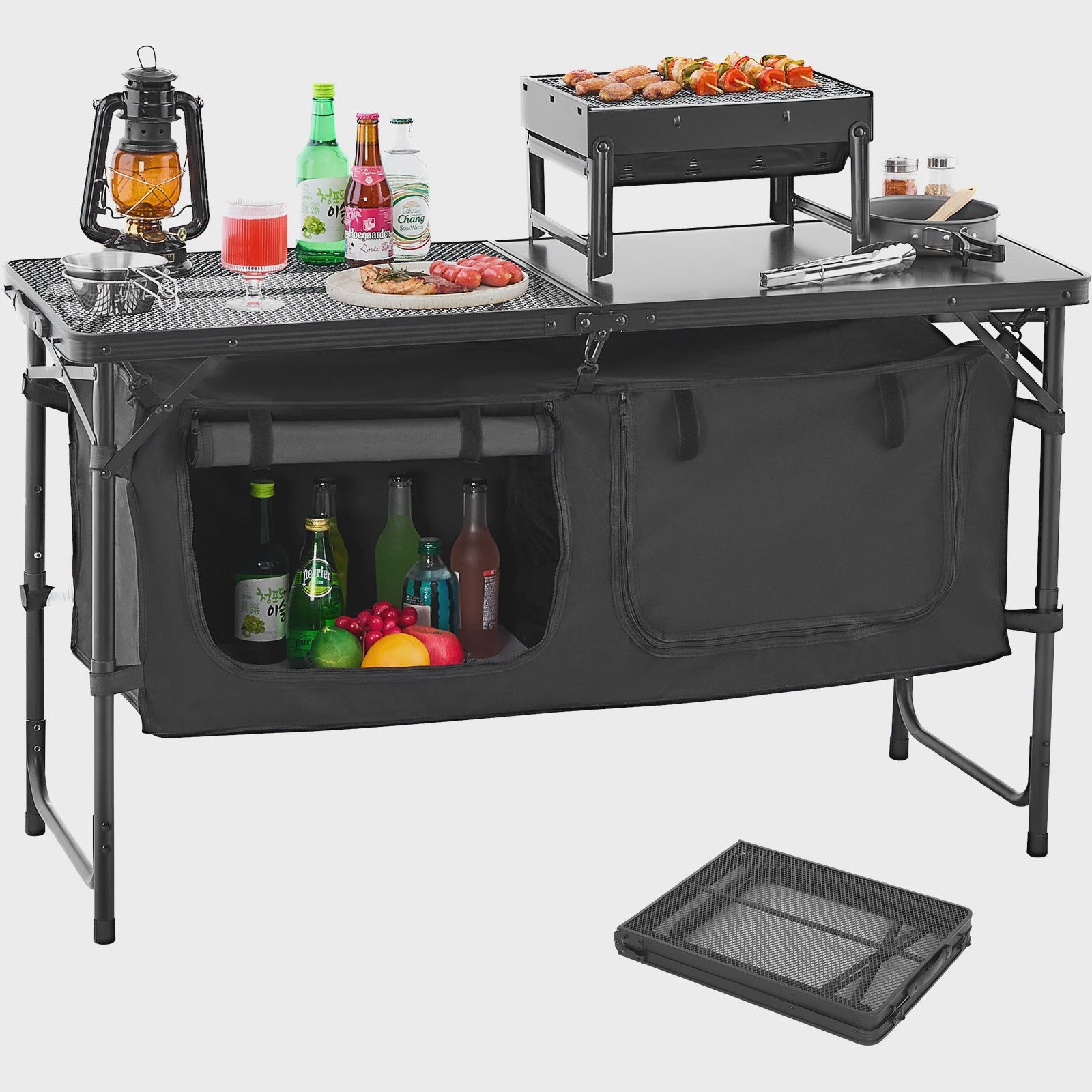 Aluminium Camping Keukentafel - Lichtgewicht & Draagbaar Kookstation voor Outdoor BBQ, Picknick & RV
