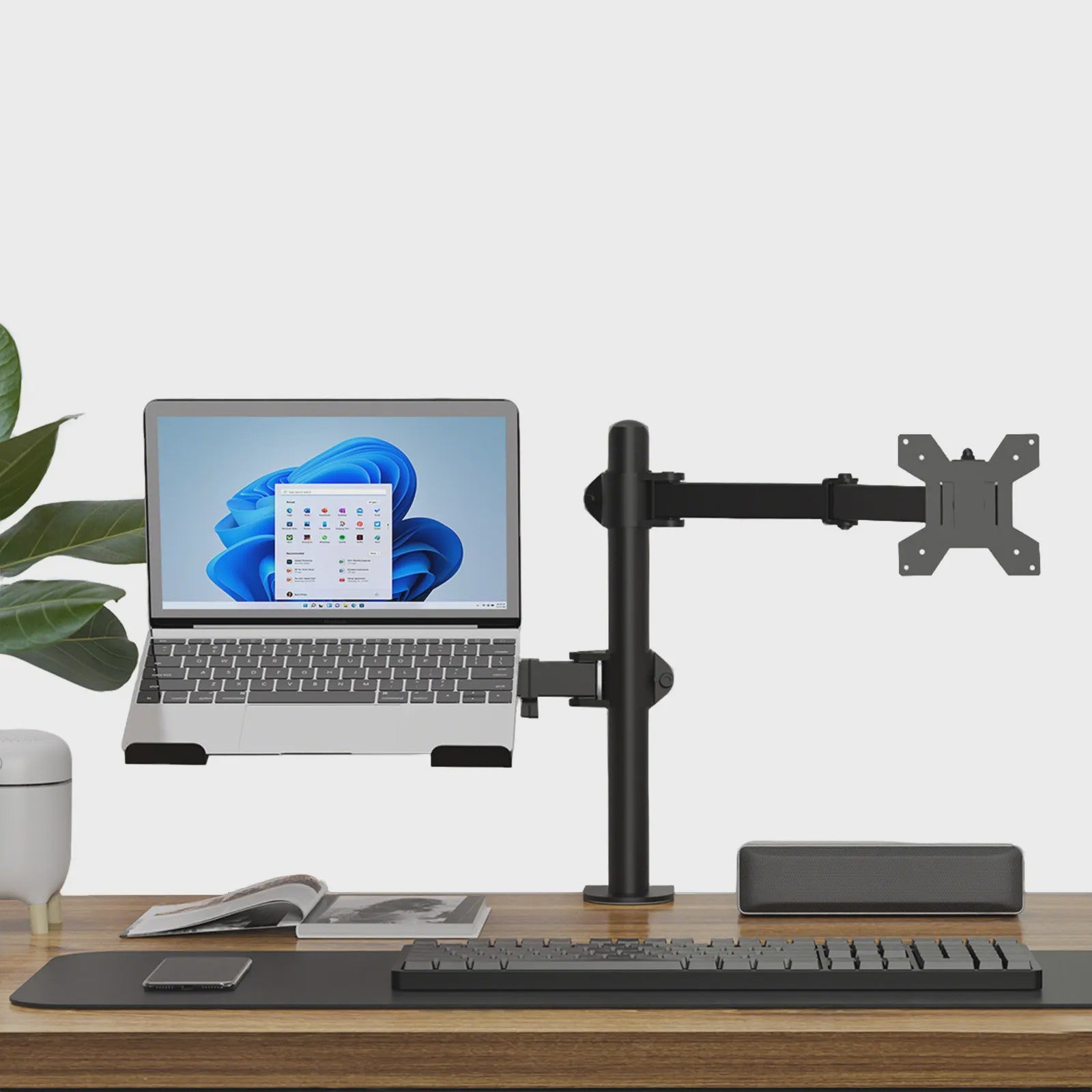 360° Draaibare Laptop & Monitor Standaard met Kabelmanagement