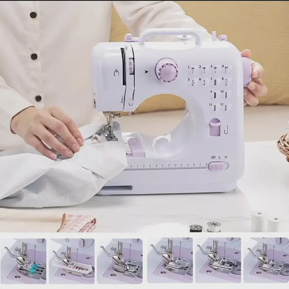 Compacte Elektrische Naaimachine: 12 Steken, Voetpedaal, LED-licht - Ideaal voor Beginners & Kinderen