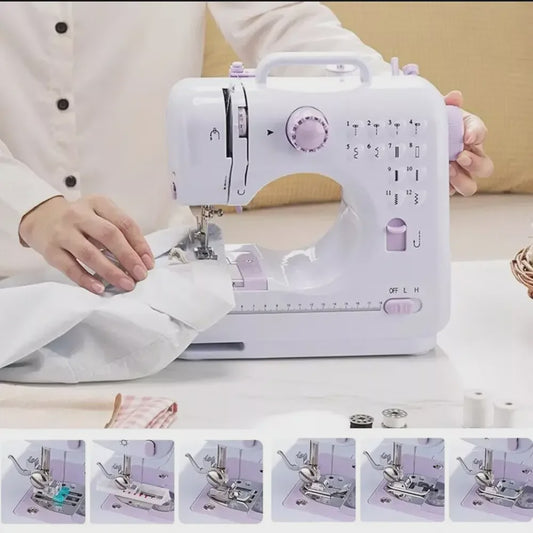 Compacte Elektrische Naaimachine: 12 Steken, Voetpedaal, LED-licht - Ideaal voor Beginners & Kinderen