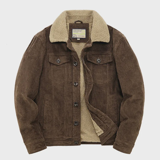Herfst/Winter Corduroy Heren Jas - Warm & Casual Winddicht met Sherpa Voering