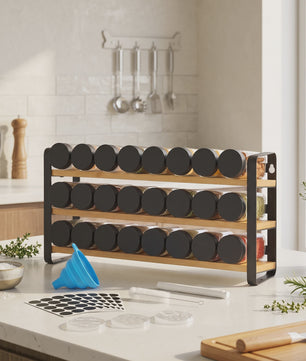 SONGMICS Kruidenrek 3 Lagen met 24 Kruidenpotjes - Keuken Organizer