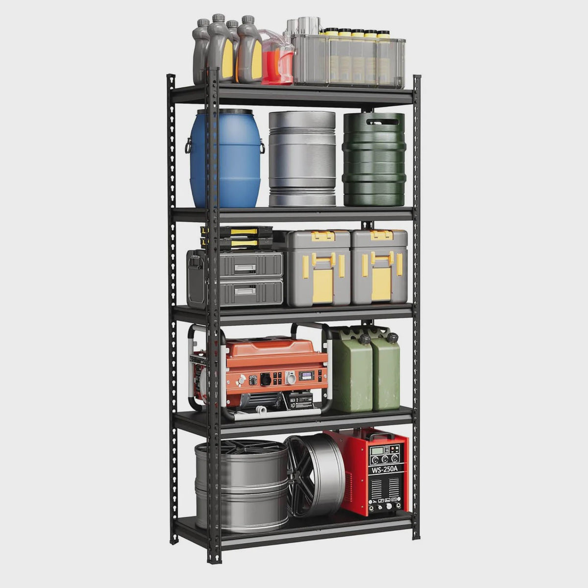 Robuust Stalen Stellingkast 3 of 5 etages - Verstelbaar voor Garage, Keuken, Werkplaats