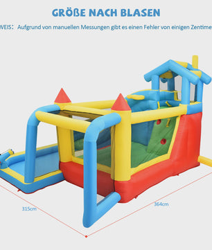 Opblaasbaar Speelkasteel met Glijbaan, Waterbad en Voetbalnet - 5-in-1 Plezier voor Kinderen (3-10 jaar)