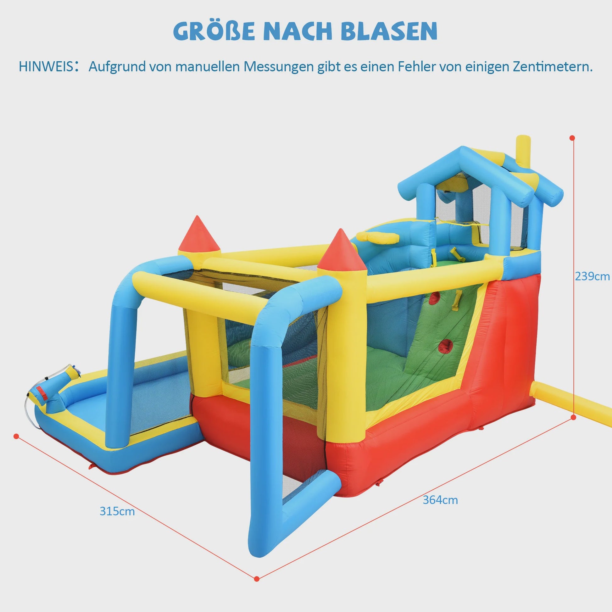 Opblaasbaar Speelkasteel met Glijbaan, Waterbad en Voetbalnet - 5-in-1 Plezier voor Kinderen (3-10 jaar)
