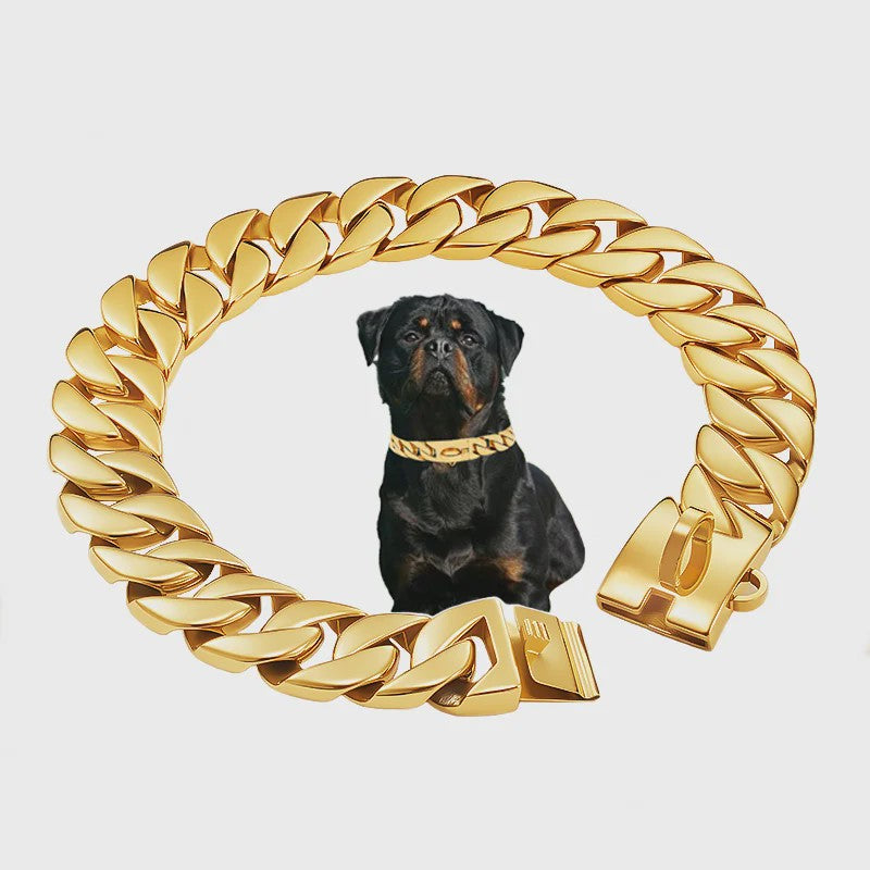 Gouden Hondenketting 32mm RVS - Stoere Halsband voor Grote Rassen