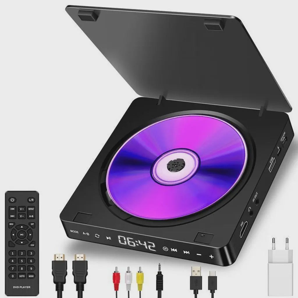 Compacte DVD Speler met HDMI, USB, Type-C en Touch Panel - Zwart