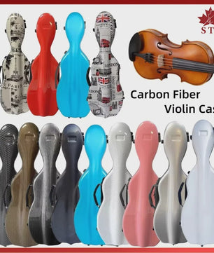 Luxe Carbon Fiber Vioolkoffer - Lichtgewicht & Duurzaam met Dubbele Draagband