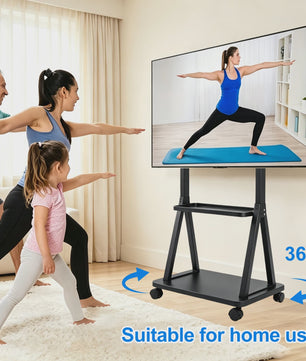 Verrijdbare TV Standaard voor 32-75 Inch TV's met 2 Legborden & Hoogteverstelling