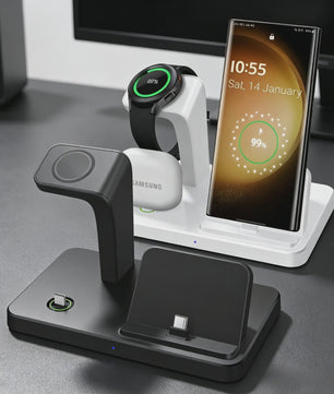 3-in-1 Draadloze Oplaaddock met Type-C voor Samsung Telefoon, Horloge & Buds - Snelladen
