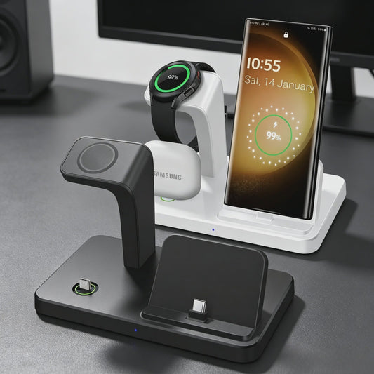 3-in-1 Draadloze Oplaaddock met Type-C voor Samsung Telefoon, Horloge & Buds - Snelladen