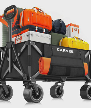 Robuuste Outdoor Campingwagen met 8" Wielen en Verstelbare Handgreep - Opvouwbaar All-Terrain Trolley