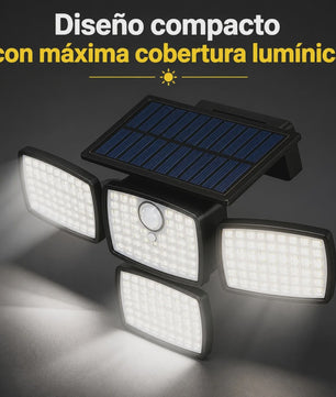 Solar LED Buitenlamp met Bewegingssensor - 4 Verstelbare Koppen, IP65 Waterdicht