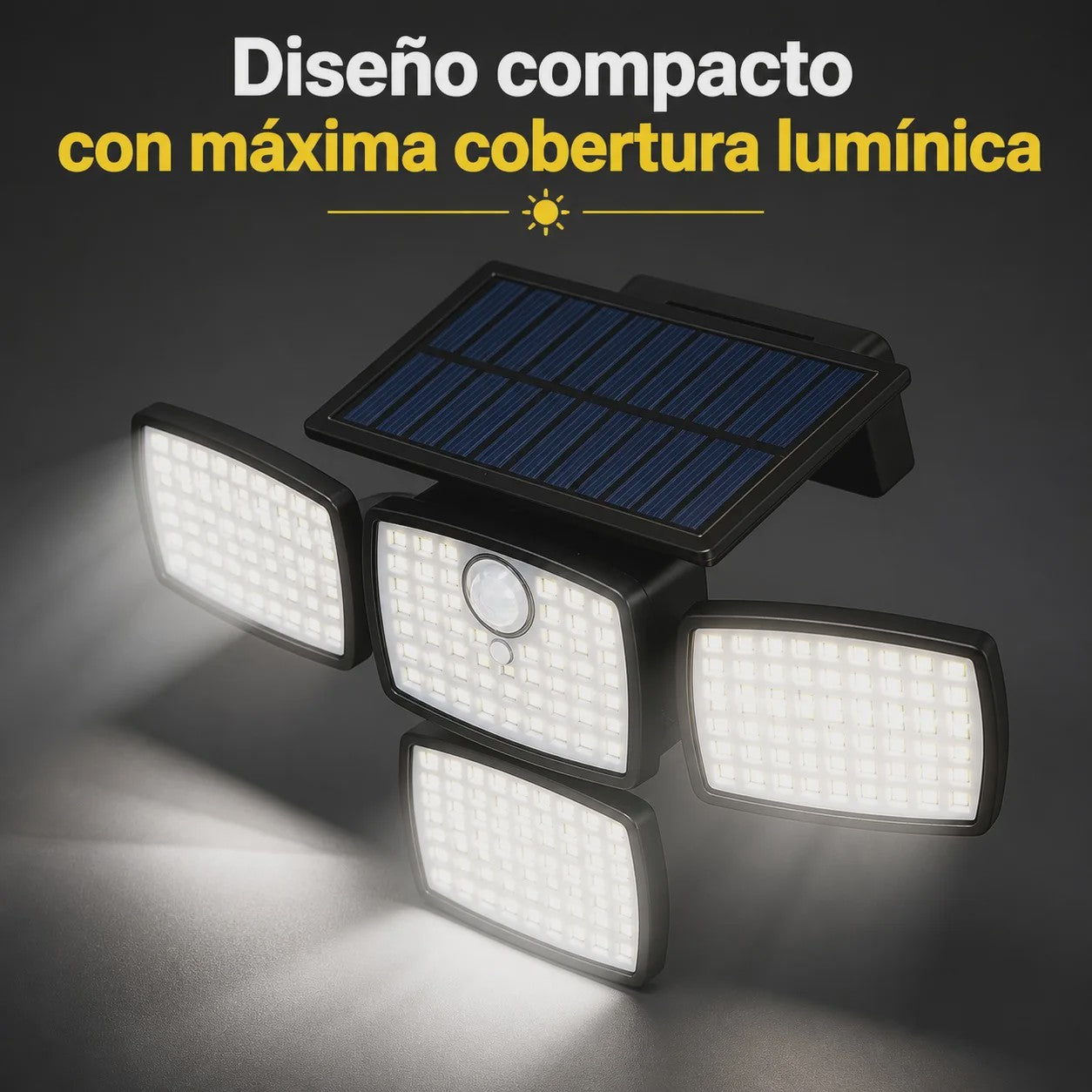 Solar LED Buitenlamp met Bewegingssensor - 4 Verstelbare Koppen, IP65 Waterdicht