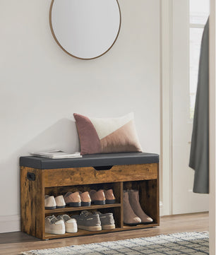 VASAGLE Schoenenbank met Opbergruimte en Zitting - 80x30x44 cm