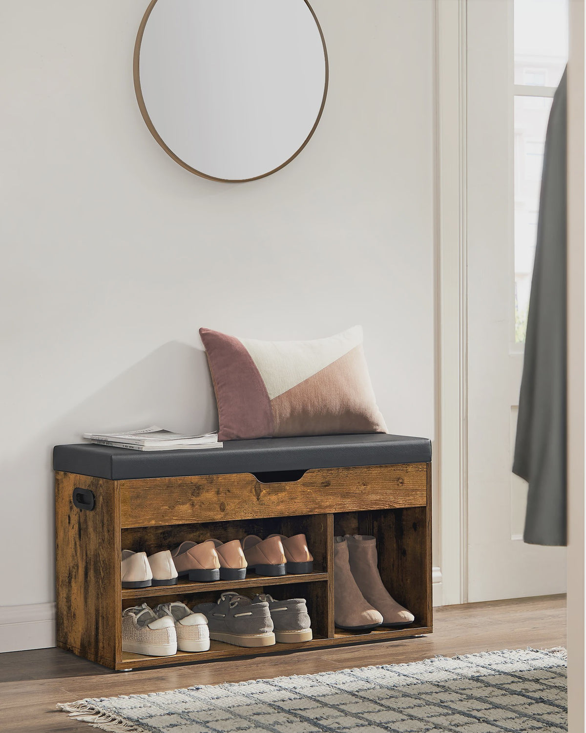 VASAGLE Schoenenbank met Opbergruimte en Zitting - 80x30x44 cm