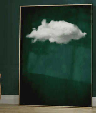Abstracte Wanddecoratie: Smaragdgroene Wolken & Nachthemel Canvas Poster