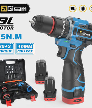 Gisam 95NM Brushless Elektrische Klopboormachine 3-in-1 Accu Schroefmachine