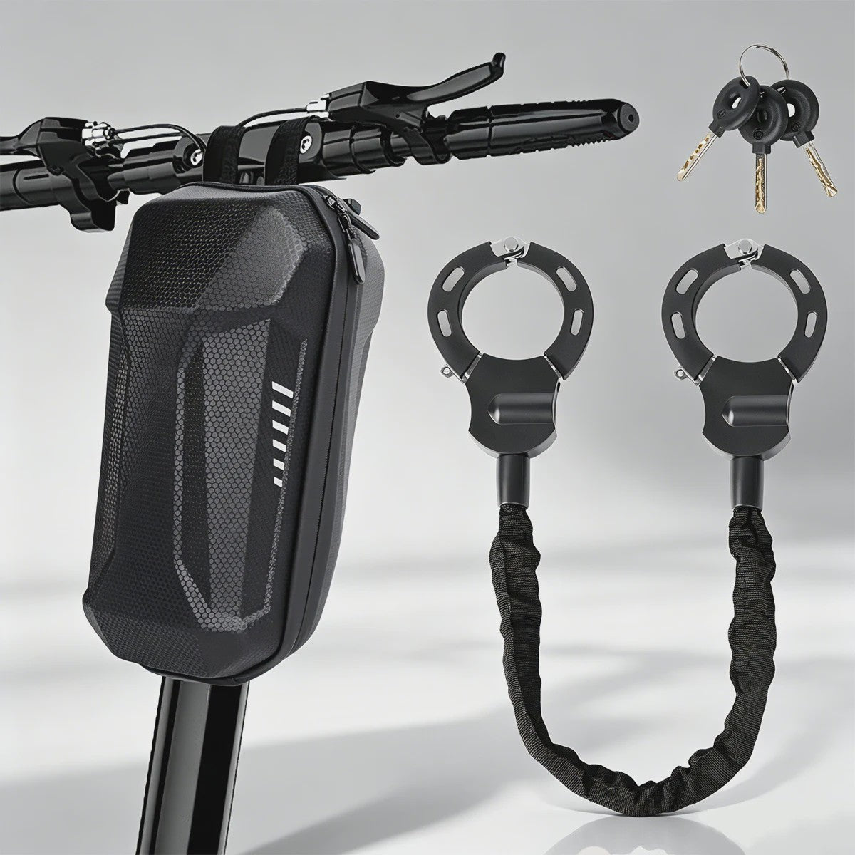 Verstelbaar Kettingslot met Stuurtas: Anti-diefstal Beveiliging voor Scooter, Fiets & Motor